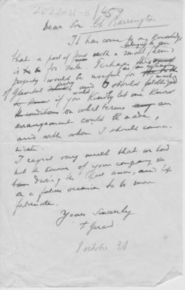 Letter to Barrington about a farm for sale