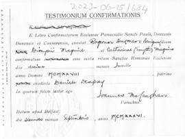 Rory Maguire - Confirmation certificate