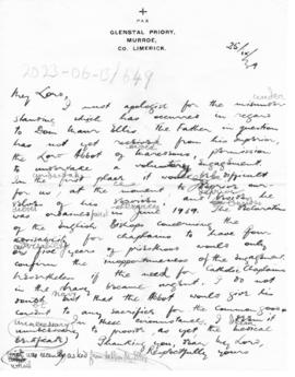 Draft letter about Fr. Ellis being chaplain