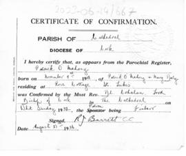 Certificate of Confirmation - Patrick O' Mahony