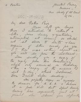 Letter with reply  from Fr. Paschal Robinson O.F.M