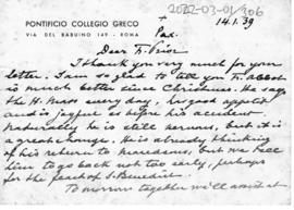 Correspondence card from Collegio Greco