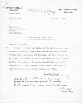 Francis Guest received response from Glenstal