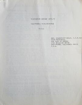 Canonical Visitation Report for 1972-73