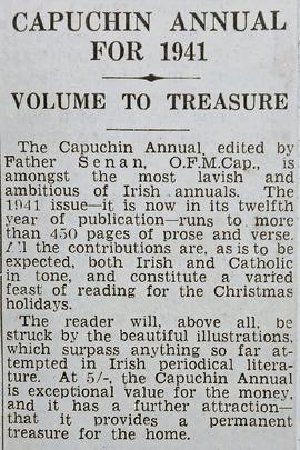 ‘Irish Independent’ review of ‘The Capuchin Annual’ (1940)