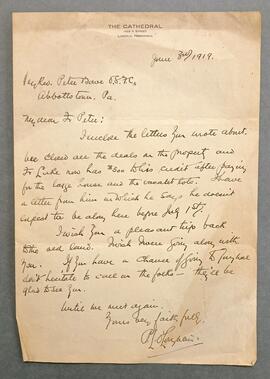 Letter from P.L. O’Loughlin