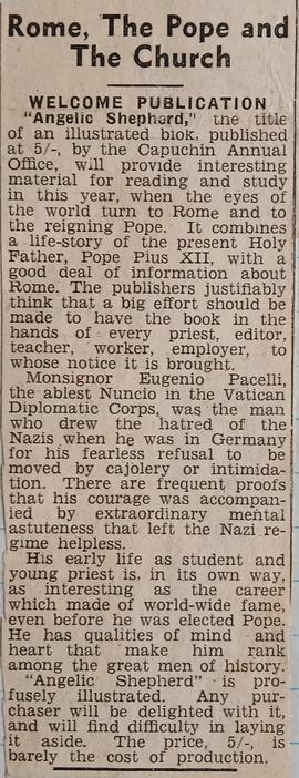 Rome, the Pope, and the Church / ‘The Munster Express’ review of ‘Angelic Shepherd’