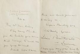Letter from Lilian Braithwaite