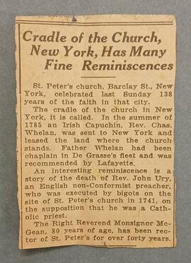 Cradle of the Church in New York / St. Peter’s Church