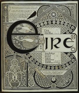 Éire page illustration by Arthur O’Murnaghan from ‘Leabhar na hAiséirighe’