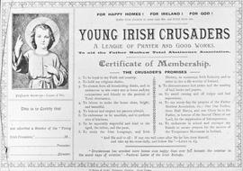 Certificate for the Young Irish Crusaders