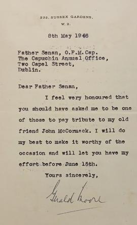 Letter from Gerald Moore
