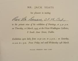 Invitation Card to Jack B. Yeats Exhibition