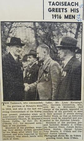 Taoiseach greets his 1916 men