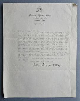 Letter from Fr. Dominic O’Connor