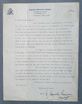 Letter from Fr. Joseph Fenelon