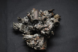 Metal debris and bullet cartridges