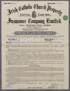 Employers’ Indemnity Policy: Irish Catholic Church Property Insurance Company, Limited to the Capuchin Franciscan Friary, Rochestown