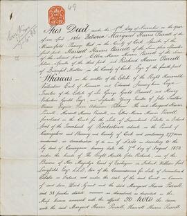 Copy Deed of Partition and Conveyance between Margaret Harris Purcell, Harriett Harris Purcell, Ellen Maria Harris Purcell, and Richard Harris Purcell
