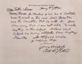 Letter from Jack B. Yeats