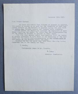 Copy letter from Fr. Colman Griffin to Fr. Stephen Murtagh