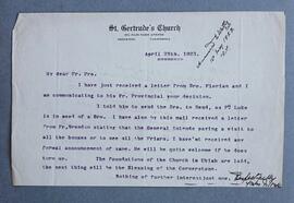 Letter from Fr. Joseph Fenelon