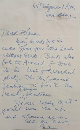 Letter from Benedict Kiely