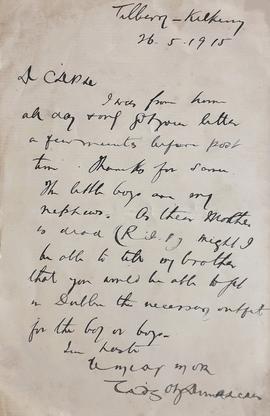 Letter to Patrick Pearse from Tadhg Ó hAnnracháin