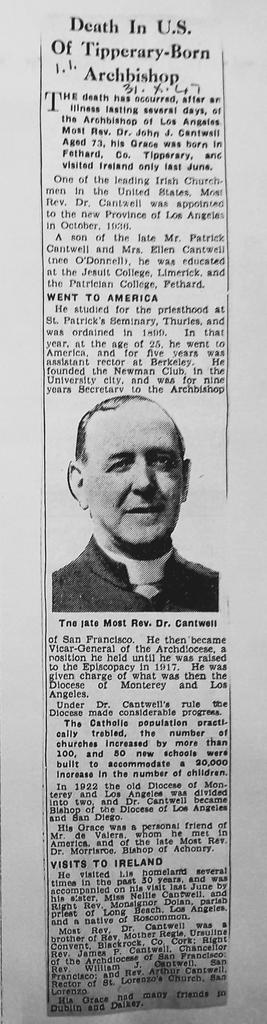 Death of Archbishop John J. Cantwell