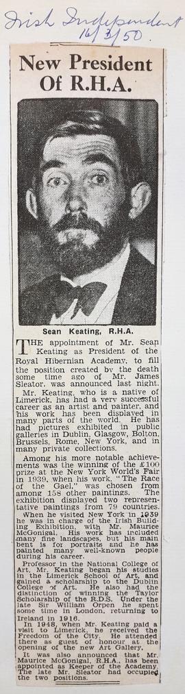 Seán Keating / New President of the RHA