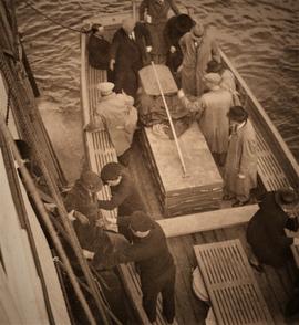 Passengers boarding a boat, Aran Islands