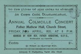Ticket for Annual Concert of the Colmcille Branch of Conrad na Gaelige