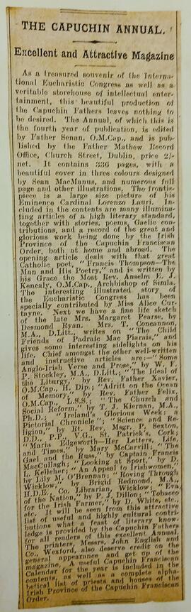 ‘The Irish Catholic’ review of ‘The Capuchin Annual’ (1933)