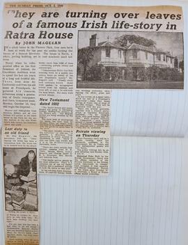 Disposal of Douglas Hyde’s library and effects in Ratra House