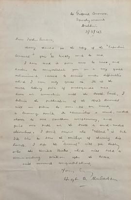 Letter from Hugh A. MacCartan