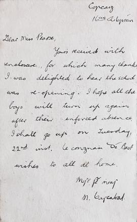 Letter to Margaret Mary Pearse