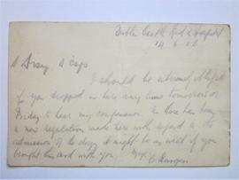 Note from Cathal Brugha to Fr. Albert Bibby OFM Cap.