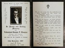 George Keegan Memorial Card
