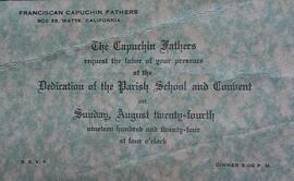Invitation to the dedication of St. Lawrence Parish School and Convent, Watts, Los Angeles
