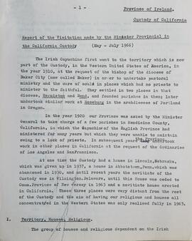 Canonical Visitation Report for 1966