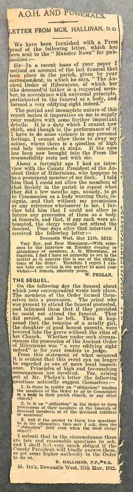 Ancient Order of Hibernians and Funerals