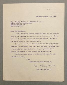 Copy letter from Fr. Peter Bowe