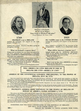 Flier issued to promote the Irish Bond Certificate campaign in the United States