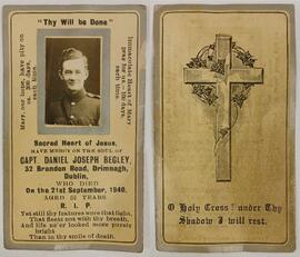 Captain Daniel Joseph Begley Memorial Card