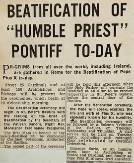 Beatification of ‘Humble Priest’ Pontiff To-Day