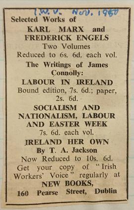 Advertisement for New Books, 160 Pearse Street, Dublin