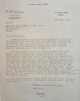 Letter from Patrick Gregory