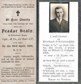 Memorial Cards for Peadar Healy (Peadar Ó hÉaluighthe)