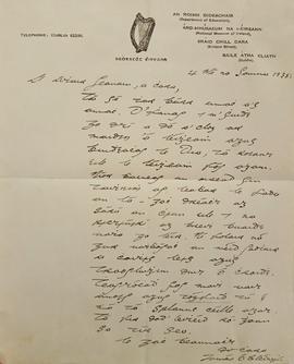 Letter from Tomás Ó Cleirigh