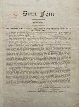 Éire abú / statement to be read at every public meeting throughout Ireland